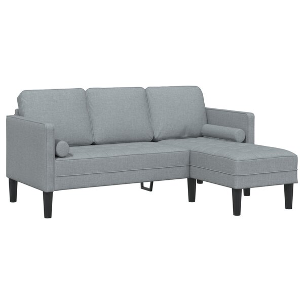 Canapé 3 places L gris clair 160 cm en tissu