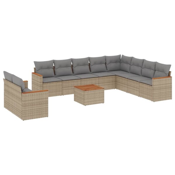 vidaXL Salon de jardin et coussins 11 Pièces mélange beige résine tressée