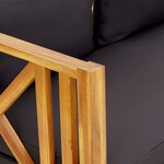 vidaXL Banc de jardin 2 places et coussins 122 cm Bois d'acacia massif