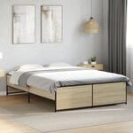 vidaXL Cadre de lit chêne sonoma 140x190 cm bois d'ingénierie et métal
