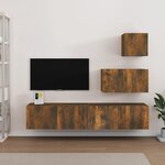 vidaXL Ensemble de meubles TV 4 Pièces Chêne fumé Bois d'ingénierie