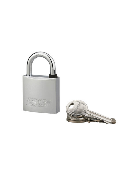 THIRARD - Cadenas à clé Mach 3  laiton nickelé  extérieur  anse inox  40mm  2 clés