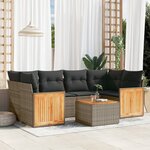 vidaXL Salon de jardin avec coussins 7 Pièces gris résine tressée
