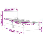 vidaXL Cadre de lit sans matelas avec lumières LED noir 75x190 cm