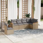 vidaXL Salon de jardin avec coussins 6Pièces mélange beige résine tressée
