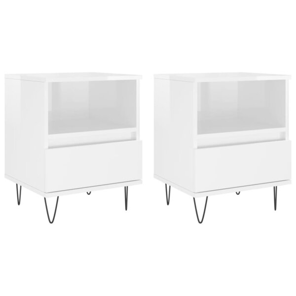 vidaXL Tables de chevet 2 Pièces blanc brillant 40x35x50 cm
