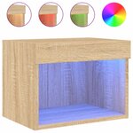 vidaXL Table de chevet murale avec lumières LED chêne sonoma