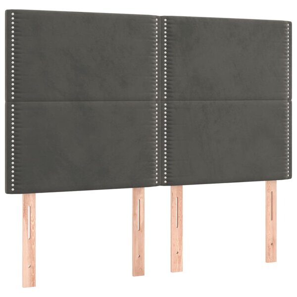 vidaXL Têtes de lit 4 Pièces Gris foncé 72x5x78/88 cm Velours