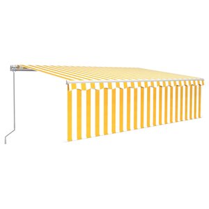 vidaXL Auvent rétractable manuel avec store 5x3 m Jaune et blanc