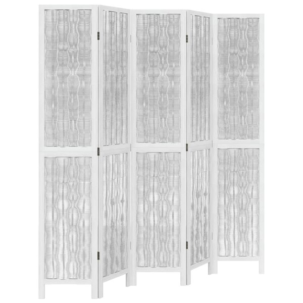 vidaXL Cloison de séparation 5 panneaux blanc bois de paulownia massif