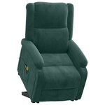 vidaXL Fauteuil de massage Vert foncé Velours