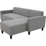 Canapé d'angle fixe 4 places BOB - Tissu souris - Réversible - 197 x 117 x 65 cm