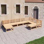 vidaXL Salon de jardin 9 Pièces bois de pin massif