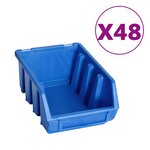 vidaXL Kit de bacs de stockage et panneaux muraux 128 Pièces Bleu et noir