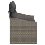 Canapé de jardin 2 places vidaXL avec rangement et coussins en poly rotin gris