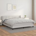 vidaXL Sommier à lattes de lit avec matelas Blanc 180x200cm Similicuir