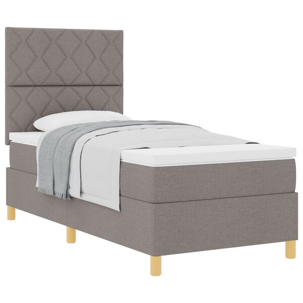 vidaXL Lit box spring avec matelas taupe simple en tissu