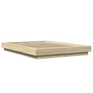 vidaXL Cadre de lit avec lumières LED chêne sonoma 120x200 cm