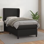 vidaXL Sommier à lattes de lit avec matelas Noir 90x190 cm Similicuir