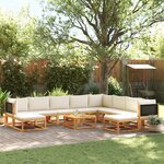vidaXL Salon de jardin avec coussins 11 Pièces bois massif d'acacia