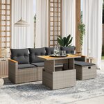 vidaXL Salon de jardin 6 Pièces avec coussins gris résine tressée