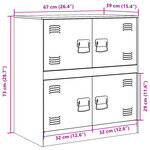 vidaXL Buffet blanc 67x39x73 cm acier