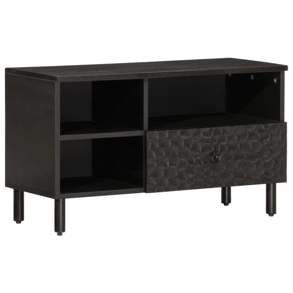 vidaXL Meuble TV noir 80x33x46 cm bois massif de manguier