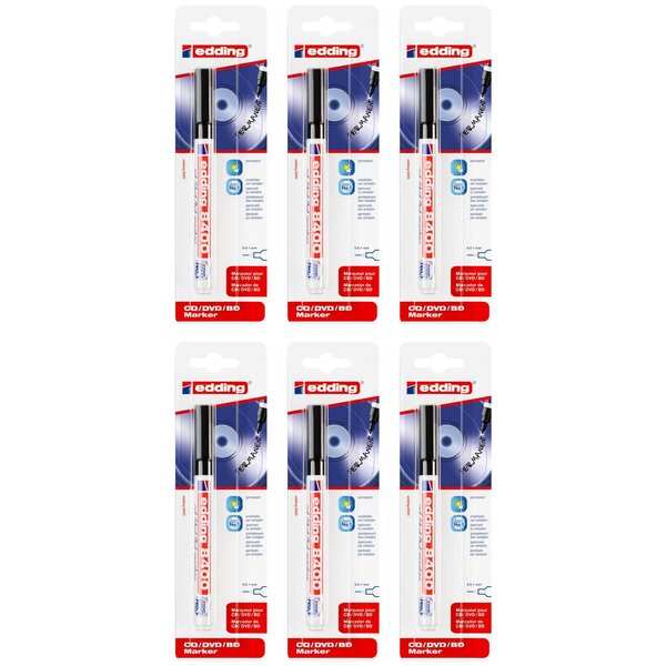 Marqueur cd-dvd-bd 8400 Noir Pointe Fine 0 5-1 mm x 6 EDDING