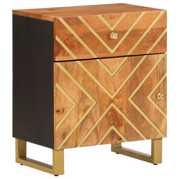 vidaXL Table de chevet marron et noir 50x33x60 cm bois manguier solide