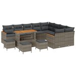 Ensemble de canapé de jardin vidaXL 13 pièces avec coussins gris en rotin synthétique