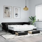 vidaXL Lit de jour avec gigogne et tiroirs noir 90x200 cm similicuir