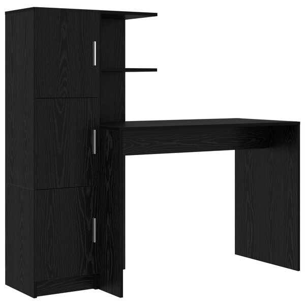 vidaXL Bureau avec rangement en chêne noir en bois d'ingénierie