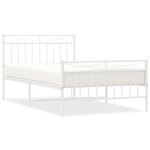 vidaXL Cadre de lit métal avec tête de lit/pied de lit blanc 107x203cm