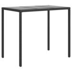 Salon de jardin meuble d'extérieur ensemble de mobilier 6 pièces avec coussins noir résine tressée 02_0016843