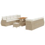 Ensemble canapé jardin 11 pièces avec coussins beige poly rattan acacia