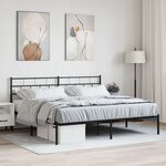 vidaXL Cadre de lit métal avec tête de lit noir 193x203 cm