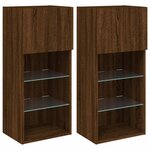 vidaXL Meubles TV avec lumières LED 2 Pièces chêne marron 40 5x30x90 cm