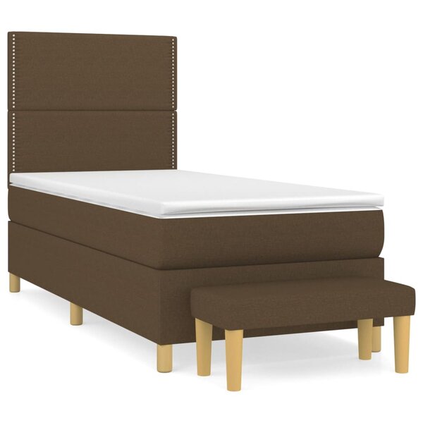 vidaXL Sommier à lattes de lit avec matelas Marron foncé 90x200 cm