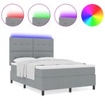 vidaXL Lit à ressorts avec matelas et LED gris clair 140x200 cm en tissu