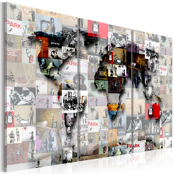 Tableau - modern world's map l x h en cm 90x60