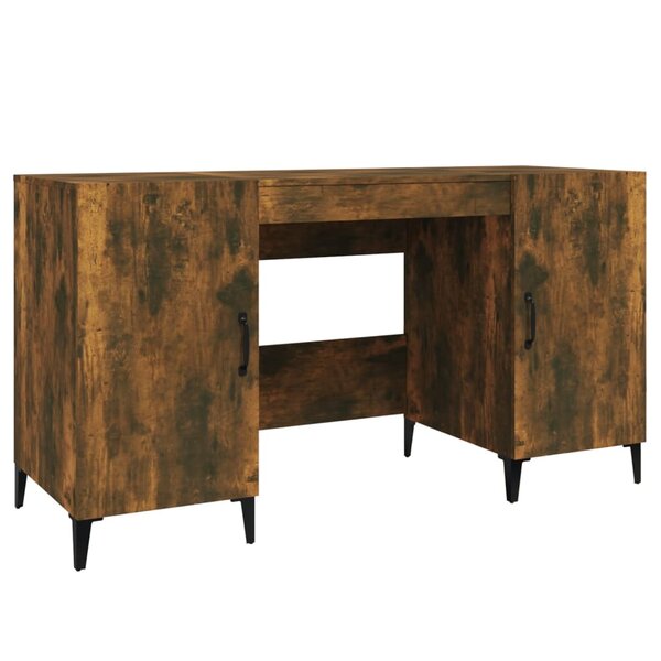 Bureau table poste de travail meuble d'ordinateur informatique étude chêne fumé 140 x 50 x 75 cm bois d'ingénierie brun 02_0023580