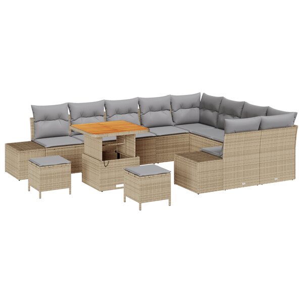vidaXL Ensemble de canapé de jardin 12 pièces avec coussins beige
