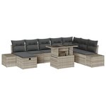 vidaXL Ensemble de Canapés de Jardin 9 Pièces avec Coussins Gris Clair