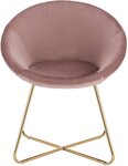 Chaise de cuisine en velours et pieds métal rose 19_0000115