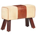 vidaXL Banc saut de cheval 58 cm marron cuir véritable et manguier