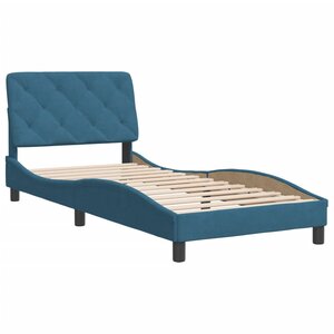 vidaXL Cadre de lit avec tête de lit bleu 80x200 cm velours