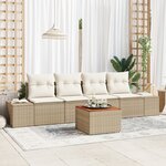 vidaXL Ensemble de canapé de jardin 5 pièces avec coussins Beige Rattan Acacia