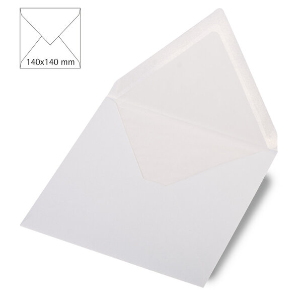 Enveloppe carrée  met.FSC Mix Credit  blanc métallique  140x140mm  120g / m²  5 pces