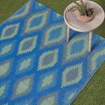 Tapis extérieur terrasse réversible - Tapis de jardin imperméable et résistant UV - Amber - Bleu - 120x180 cm - HOMESCAPES