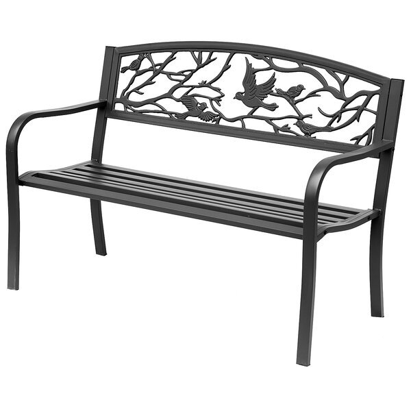 Banc 3 places de jardin terrasse style rural chic 127L x 60l x 85H cm métal époxy anticorrosion noir